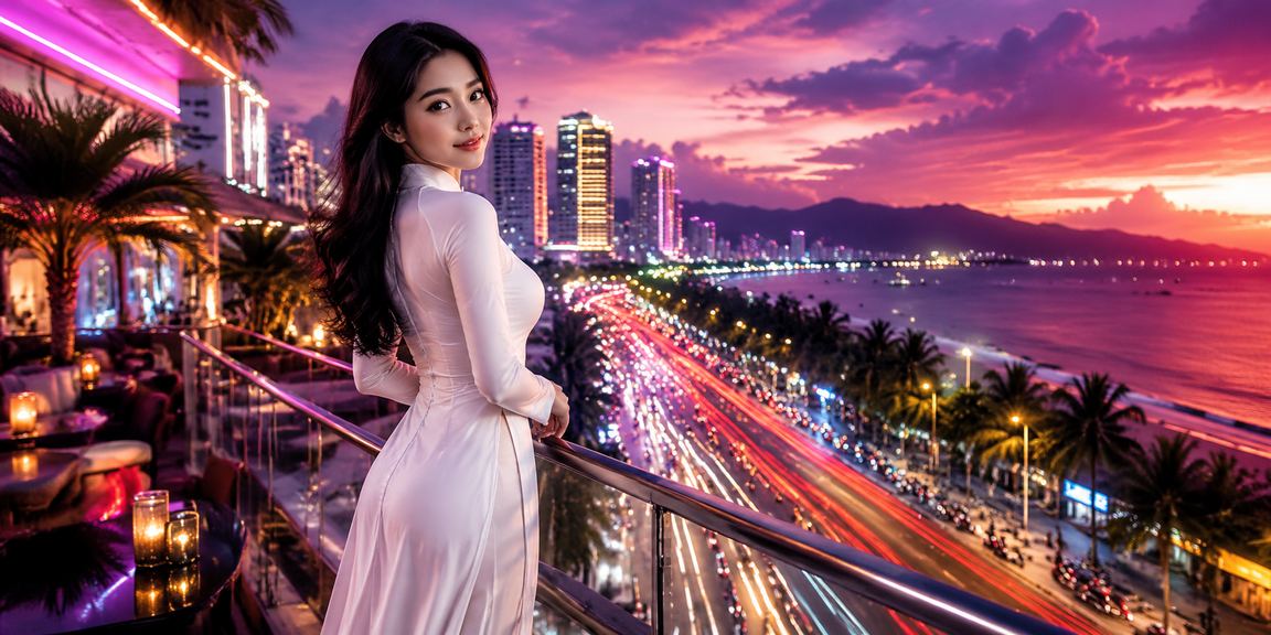 Cô gái áo dài tại Sa Pa xem thể thao trực tuyến trên điện thoại